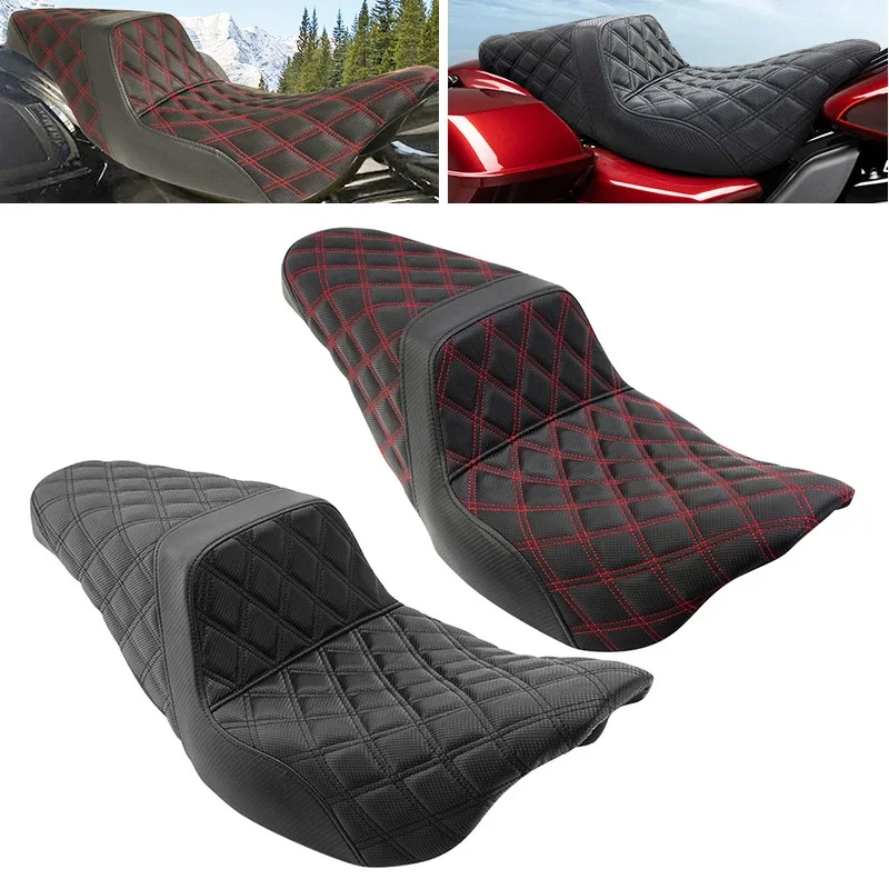 Motorcycle Seat Cover 2-Up Front Driver Rear Passenger Seat For Harley Touring Electra Glide Street Glide Road King CVO 08-23