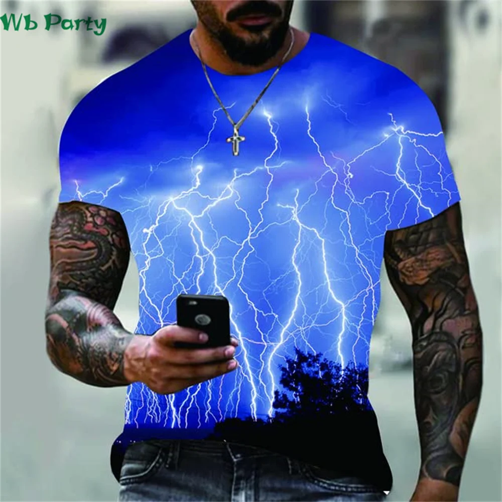 Lightning print Men\'s Dry Fit shirt Short Sleeve Lightning shirts Graphic Tee men\'s summer clothes Men\'s Dry Fit shirt tshirt