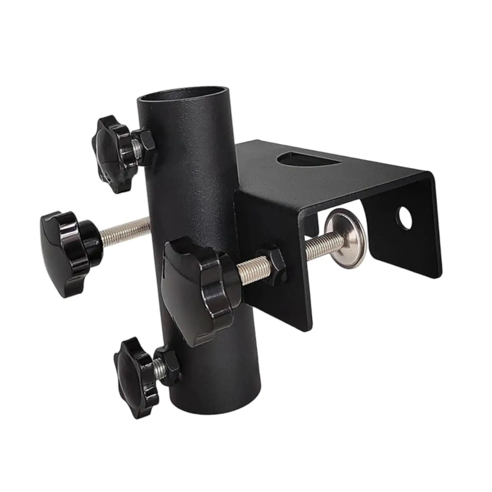 Outdoor Umbrella Holder Deck Railing Clamp Iron Base Patio Parasol Stand for Garden Courtyard Fence Installation