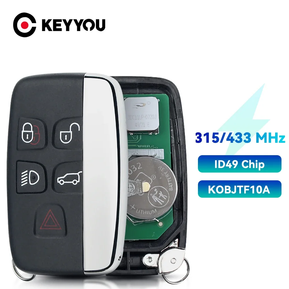 KEYYOU For Range Rover Sport Vogue Evoque Velar 2010-2020 5E0U40247 433/315MHz PCF7953 ID49Chip KOBJTF10A Remote Car Key