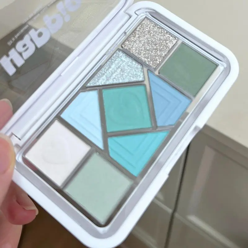 Hortelã difusa rosa azul pequeno quadro rosa paleta de sombras de nove cores baixa saturação claro hortelã verde pérola fosco suave puro des