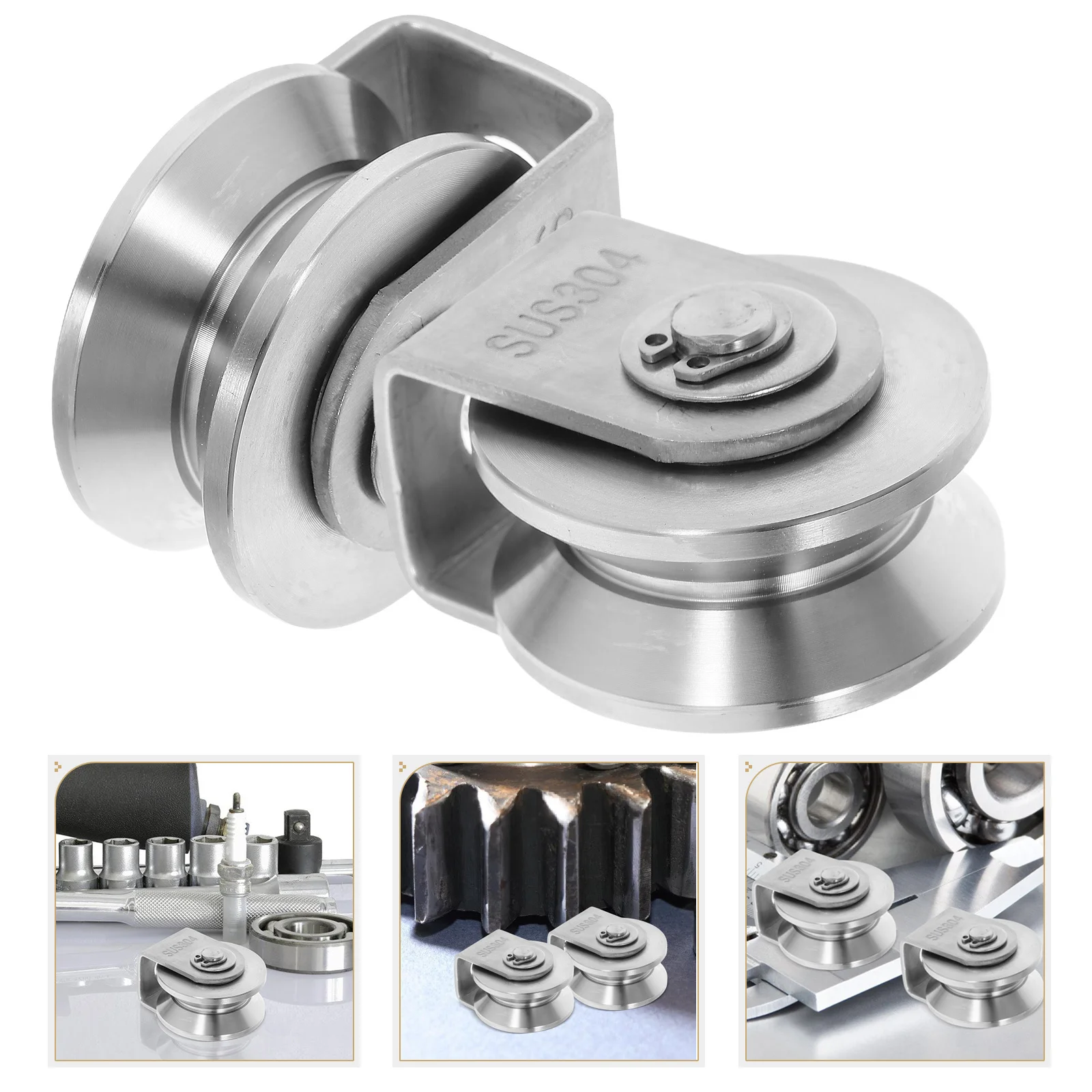 

2Pcs Pulley Sliding Door Stainless Steel Heavy Duty Bearing Wire Rope Wheel for Wardrobe Closet Hanging Rail Track Pulley