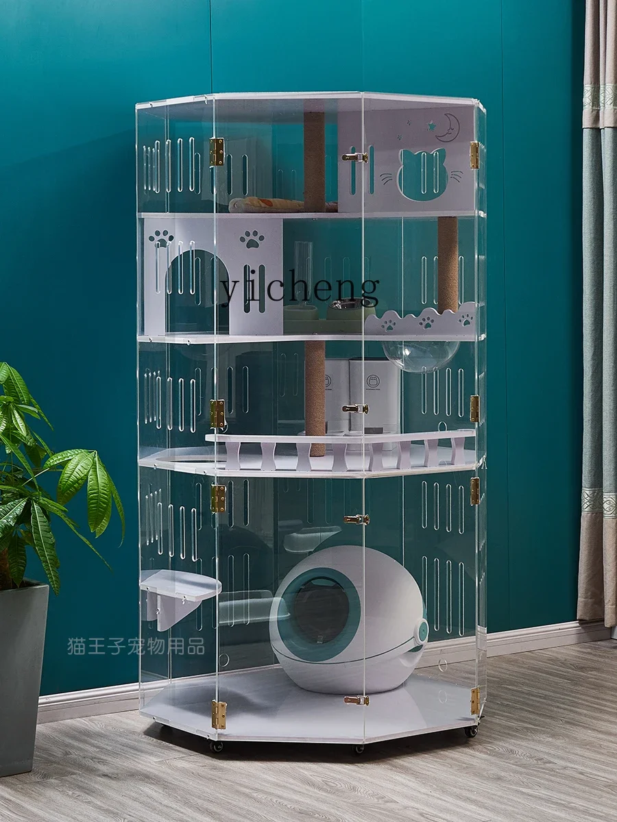 

Panoramic Luxury Indoor Smart Litter Box Non-Solid Wood Transparent Acrylic Cat Cage