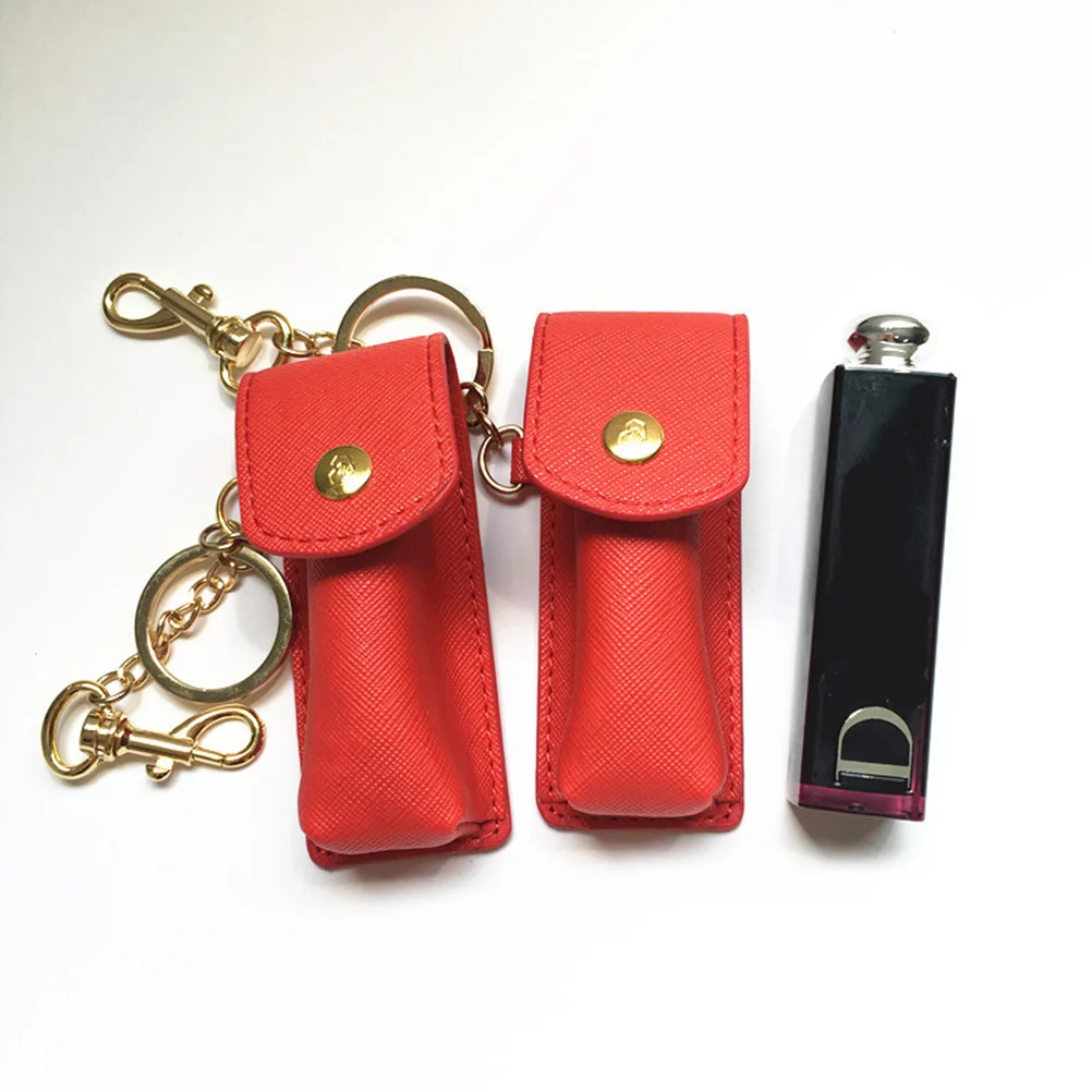 1pc porta rossetto portachiavi custodia rossa per donna balsamo per labbra custodia piccola organizzatore per trucco regalo accessorio a catena portatile