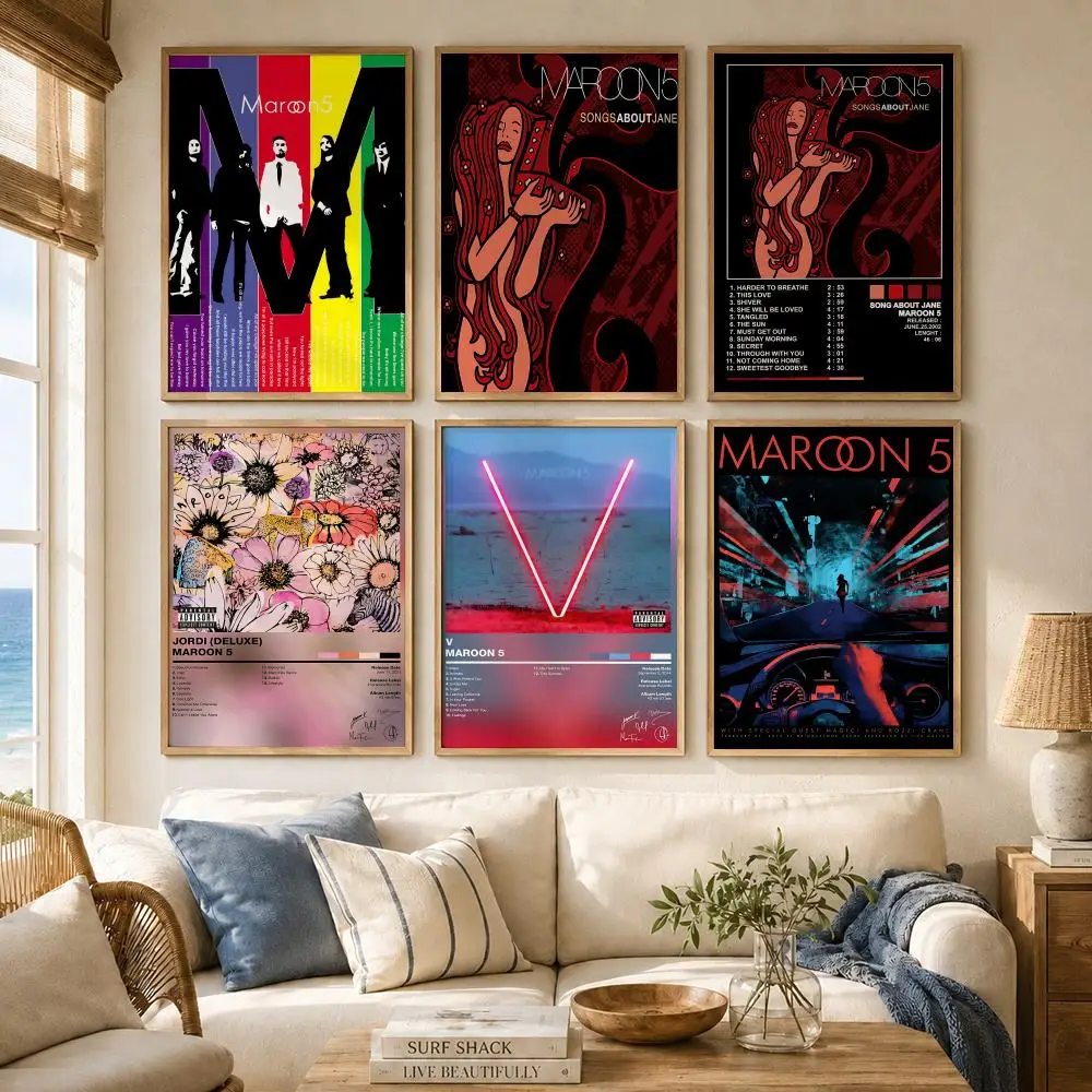 Pop Rock Band M-Maroon 5 ALBUM Poster Versatile HD Waterproof Wall Art Self-Adhesive Decor for Any Space Ideal Gift