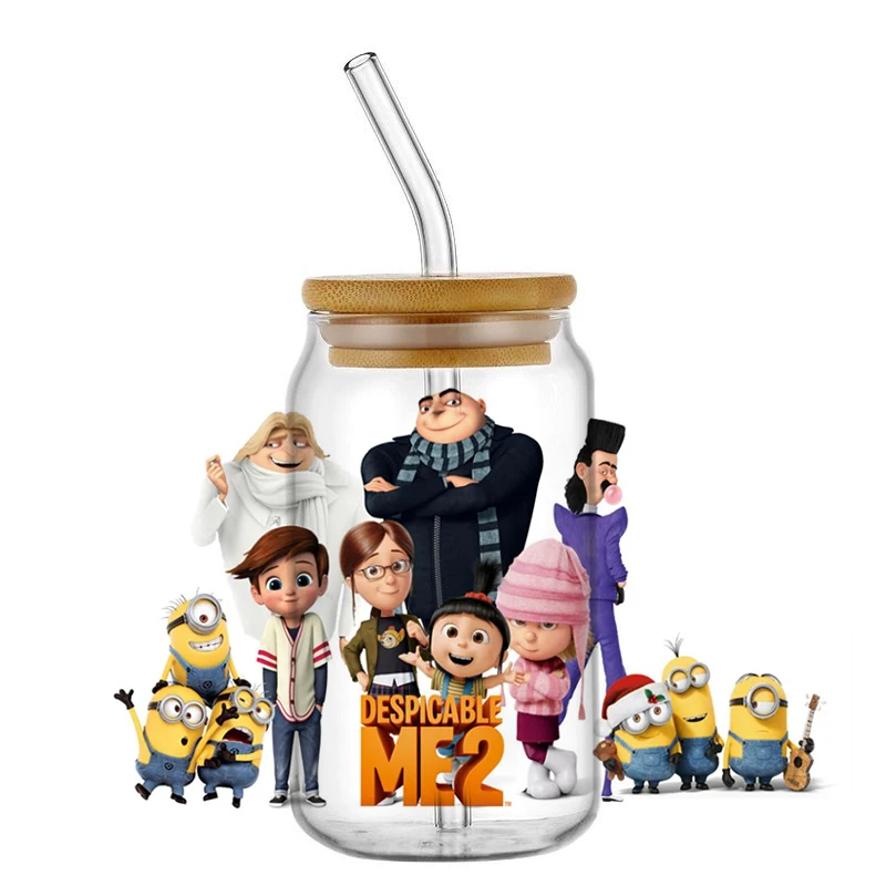 Miniso Cute Minions Cartoon Movie UV DTF Cup Wrap For 16oz Libbey Coffee Glass Can Cup uvdtf Wrap Easy peel DIY Wholesale