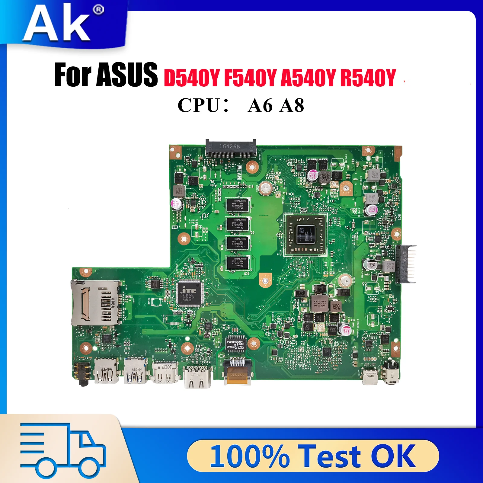 

X540YA Материнская плата для ноутбука ASUS VivoBook F540Y D540Y R540Y X540YA X540Y A540Y Материнская плата для ноутбука с процессором A6 A8 100% тест ОК