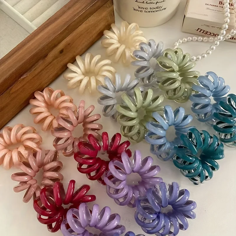 6pcs/set Spiral Hair Ties Large Size Fresh Color Telephone Cord Scrunchies High Elasticity Rubber Band Women Hair Accessories