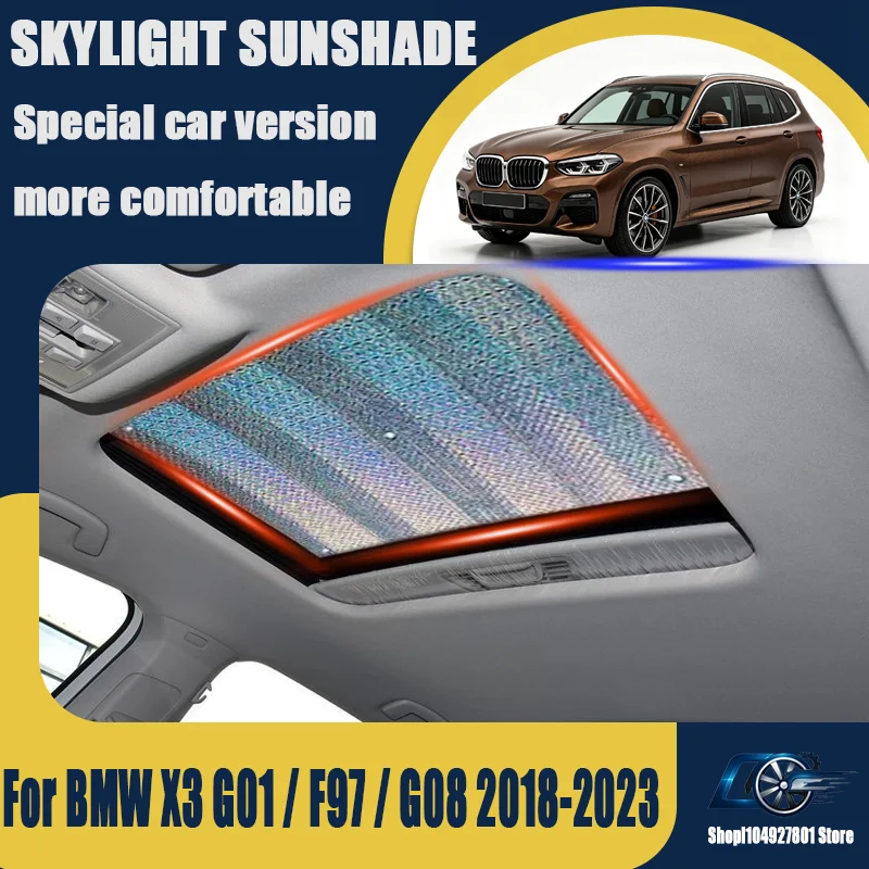 For BMW X3 G01 / F97 / G08 2018-2023, Panoramic Roof Sunshade Anti-UV Heat Shield, Keeps Cabin Cool, Direct Fit.