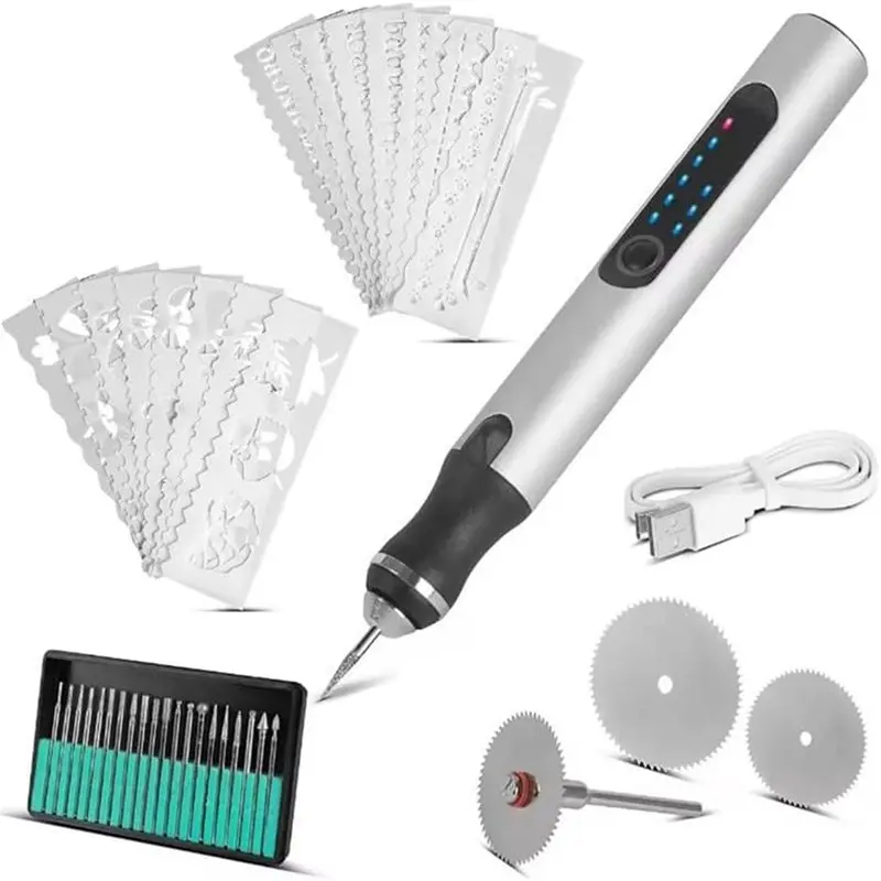 ABUI-Mini Cordless Engraving Pen Type-C Rotary Tool Kit With 20 Bits