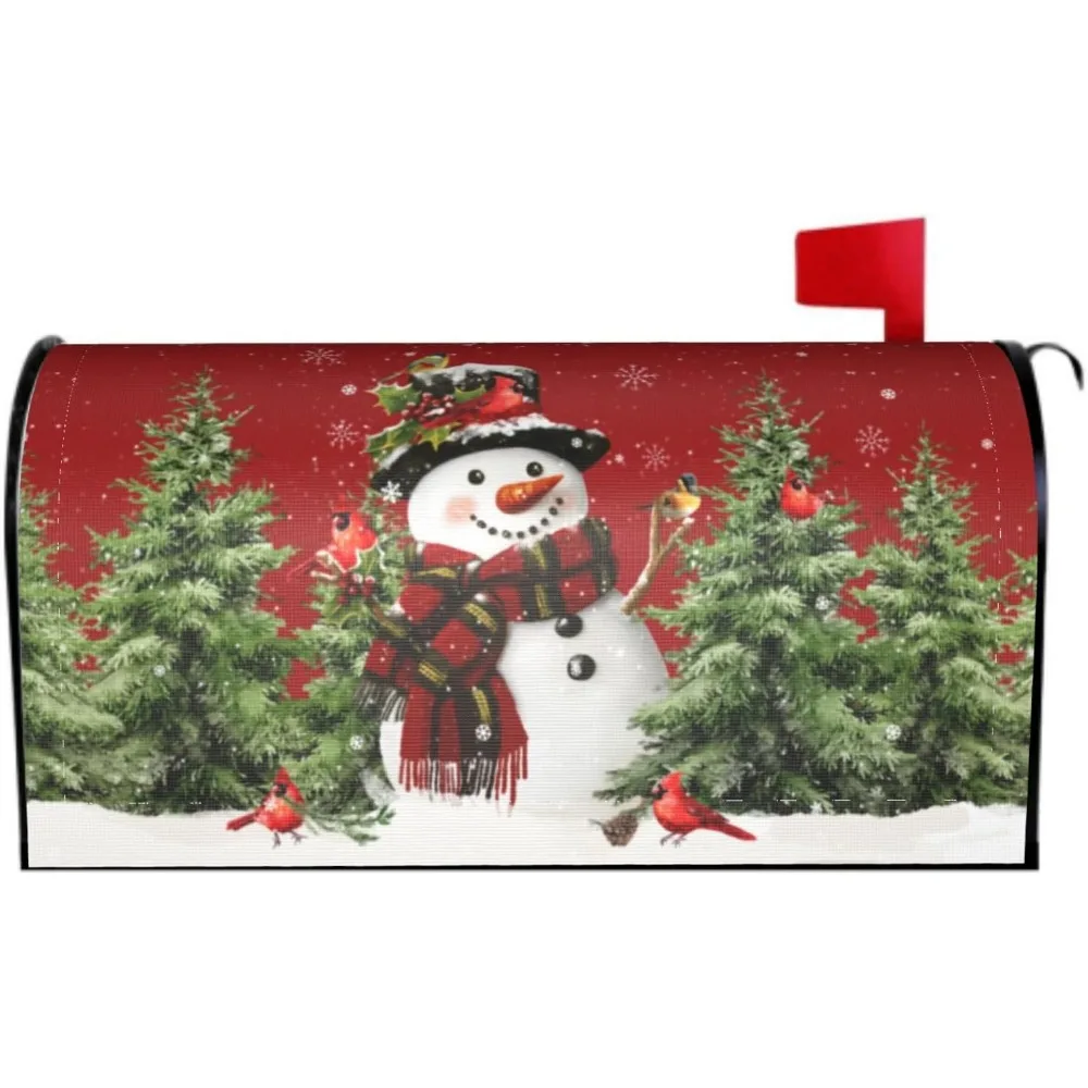 

Large Magnetic Christmas Mailbox Cover with Snowman Design, Waterproof Outdoor Decor for Garden Yard