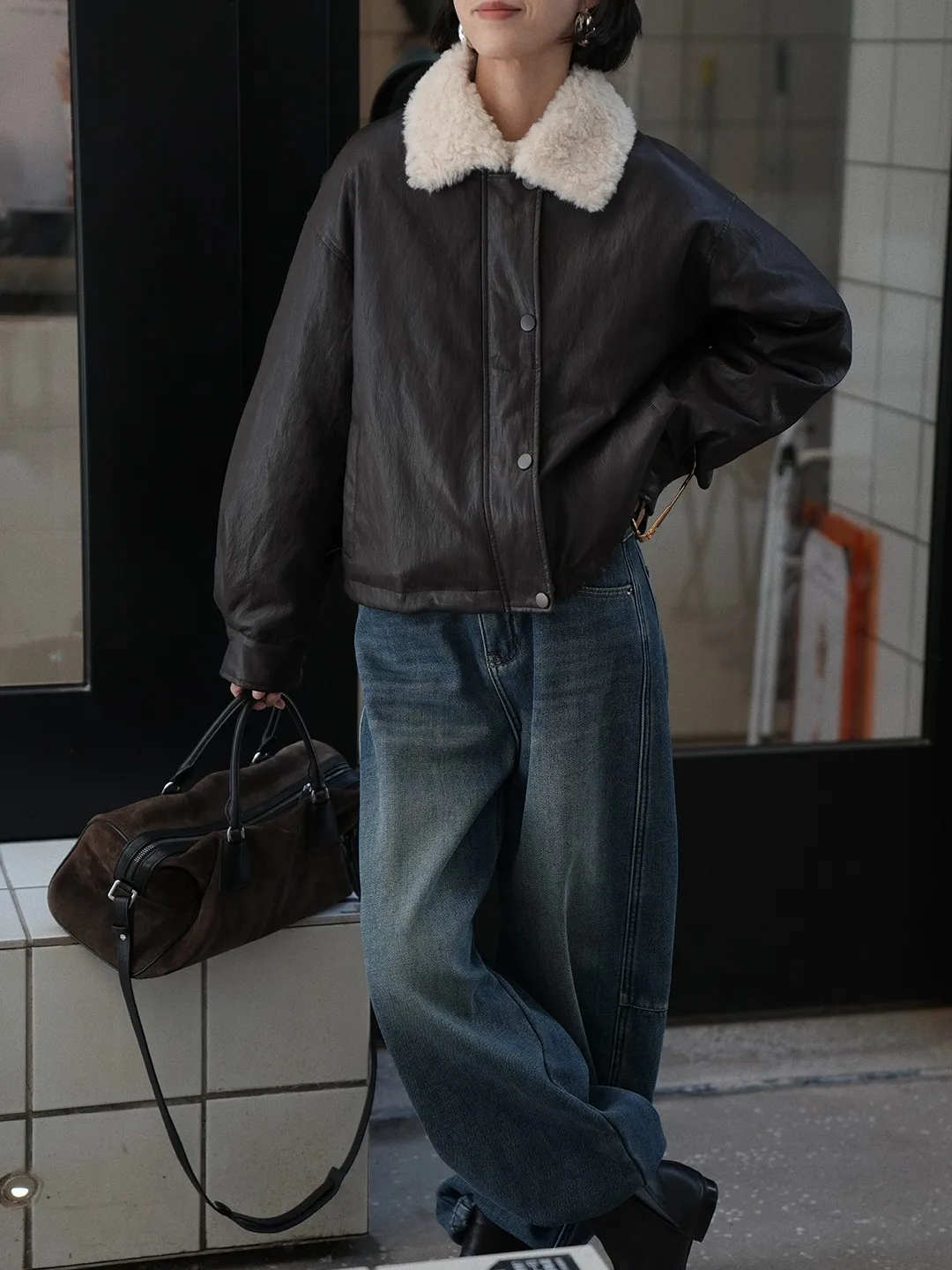 

Теплое женское байкерское пальто с винтажным меховым воротником и пухом 90, белое стеганое пальто Du с перьями, зимняя верхняя одежда, модная женская одежда