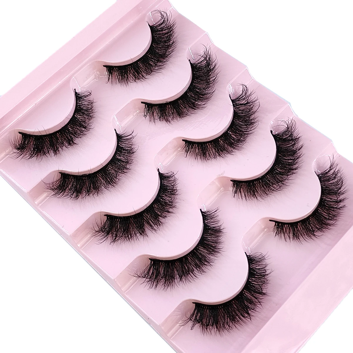 HBZGTLAD 5ペア 3Dフェイクミンクつけまつげ ナチュラルロングふわふわまつげ ウィスピー メイクアップ ビューティーエクステンション ショートつけまつげ