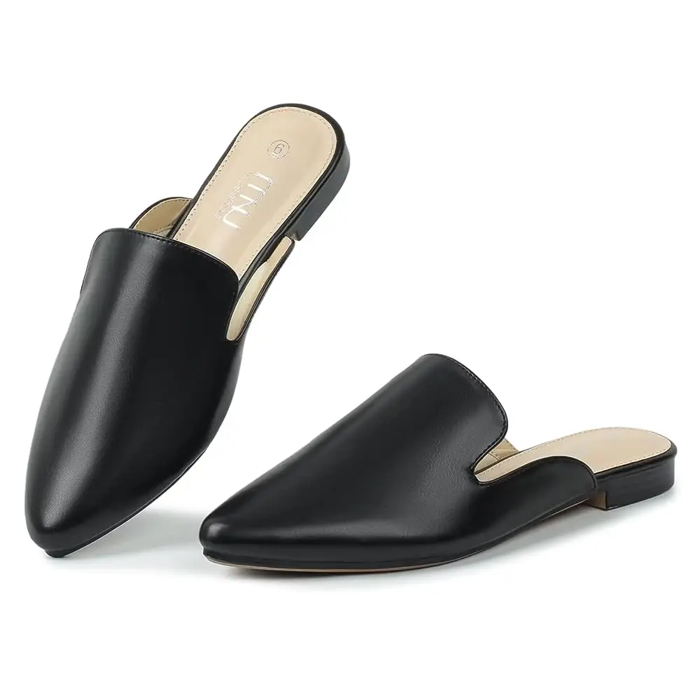 Samilor Damen-Slip-On-Pantoletten aus Wildleder mit spitzer Zehenpartie, bequeme und atmungsaktive Flats für lässige Sommermode