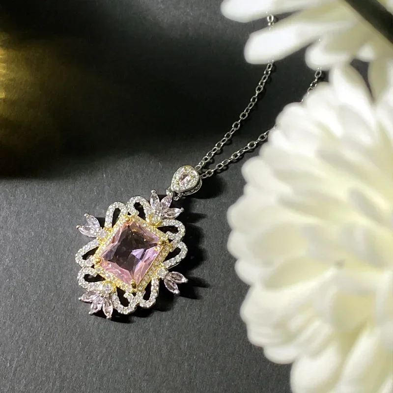 MDLFES Moiss1n الماس نمط أوروبا وأمريكا القرون الوسطى مجوهرات التوباز الاصطناعي قلادة المرأة الأزياء مطلي