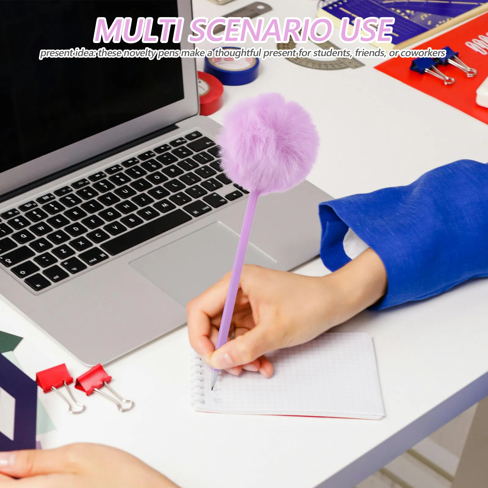 10Pcs Creative Pom Pom Ballpoint Pens Cute Kawaii Colorful Writing Pens for Students Novelty School Supplies
