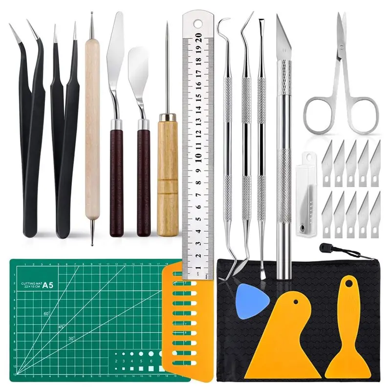 SOFT-Multifunctional 28Pcs Weeding Tools For Vinyl, For Hobby Scrapbook Craft Tools Set In Stainless Steel And Plastic