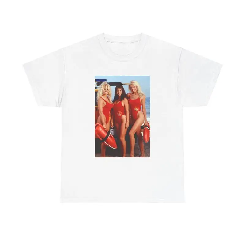 Футболка Pam Anderson, винтажная футболка Baywatch Babes, бикини, пляж, плотный хлопок