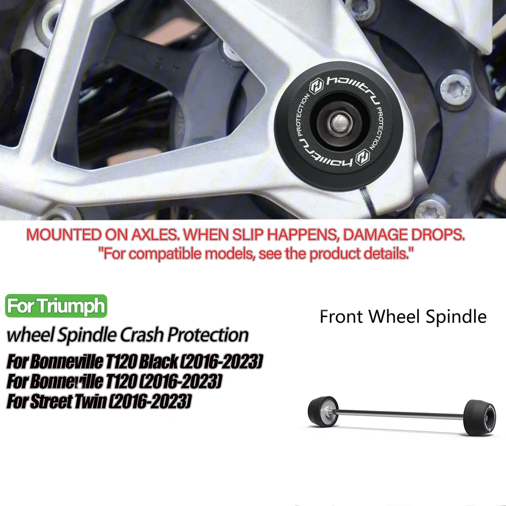 

For Triumph Bonneville T120 / Black / Street Twin / 2016-2023 Motorcycle Front & Rear Axle Fork Crash Sliders Wheel Protection