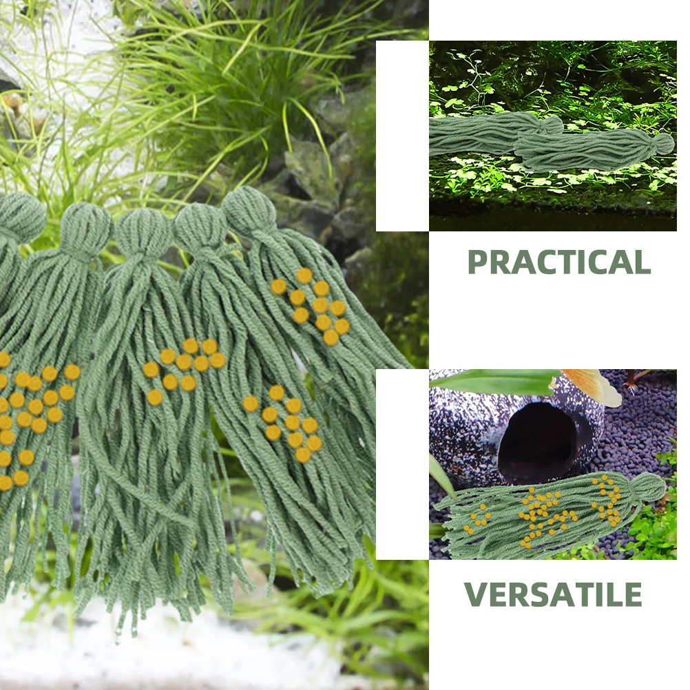 

10pcs Mop Fish Tank Spawning Yarn Angelfish Spawning Mops For Shrimp Hideout Supplies Large Reusable Container Green