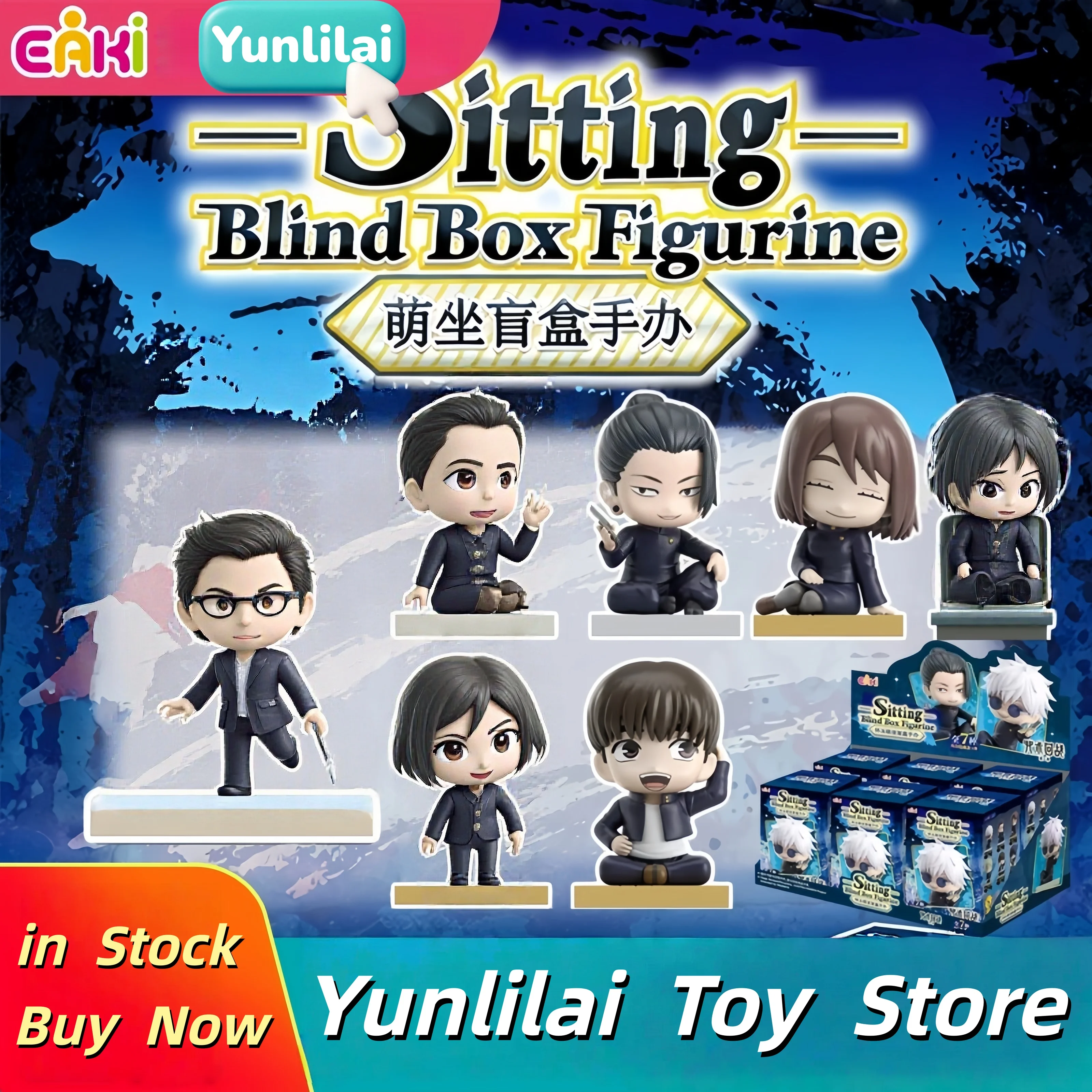 Eaki Jujutsu Kaisen Satoru Gojo Blind Box Figurine Sitzende Anime Chibi Puppe Sammlerstück Schreibtisch-Dekoration Überraschungs-Geburtstagsgeschenke