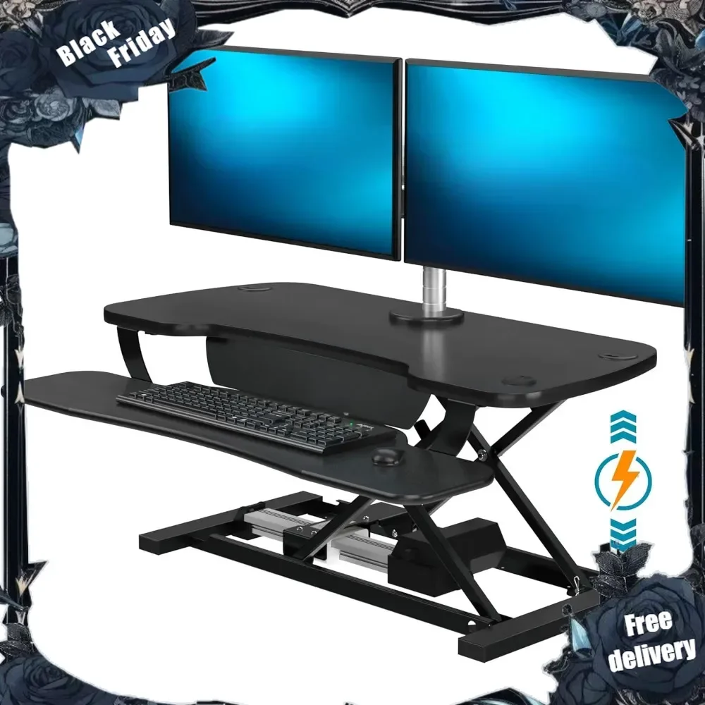 

36” x 24” Electric Sit-to-Stand Desk Converter w/ Spacious Keyboard Tray for Home or Office - Unlimited Height Settings