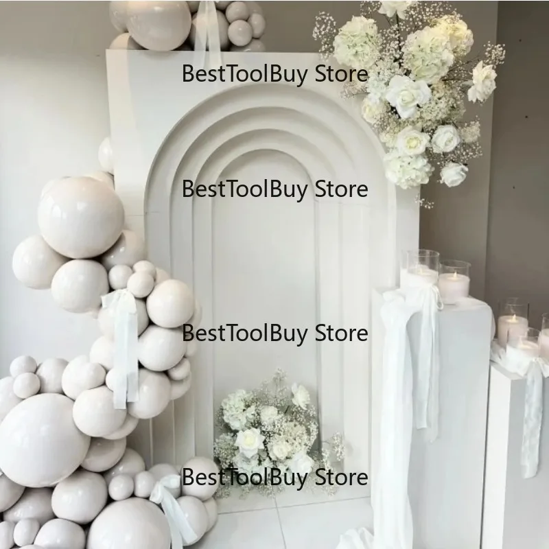 

White wedding arches and wall decorations for birthday parties, party balloons