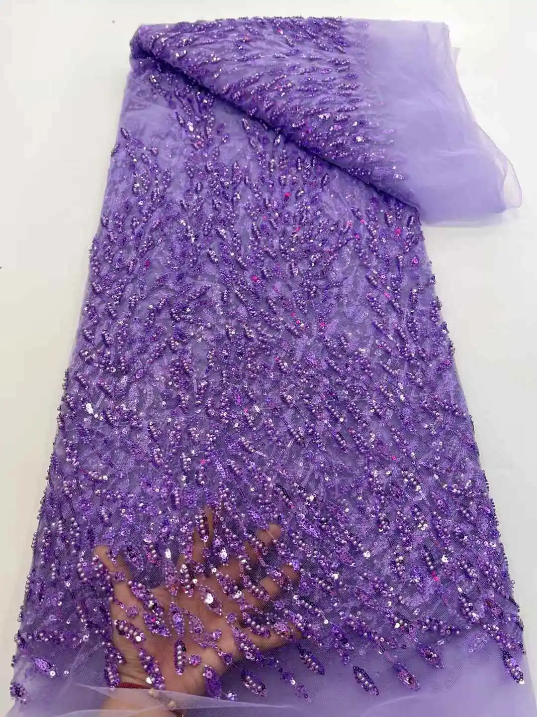 หรูหราแอฟริกันลูกไม้ผ้า 2025 คุณภาพสูงSequinsลูกปัดผ้าลูกไม้สําหรับไนจีเรียภาษาฝรั่งเศสคําผ้าลูกไม้Tulleผ้า,