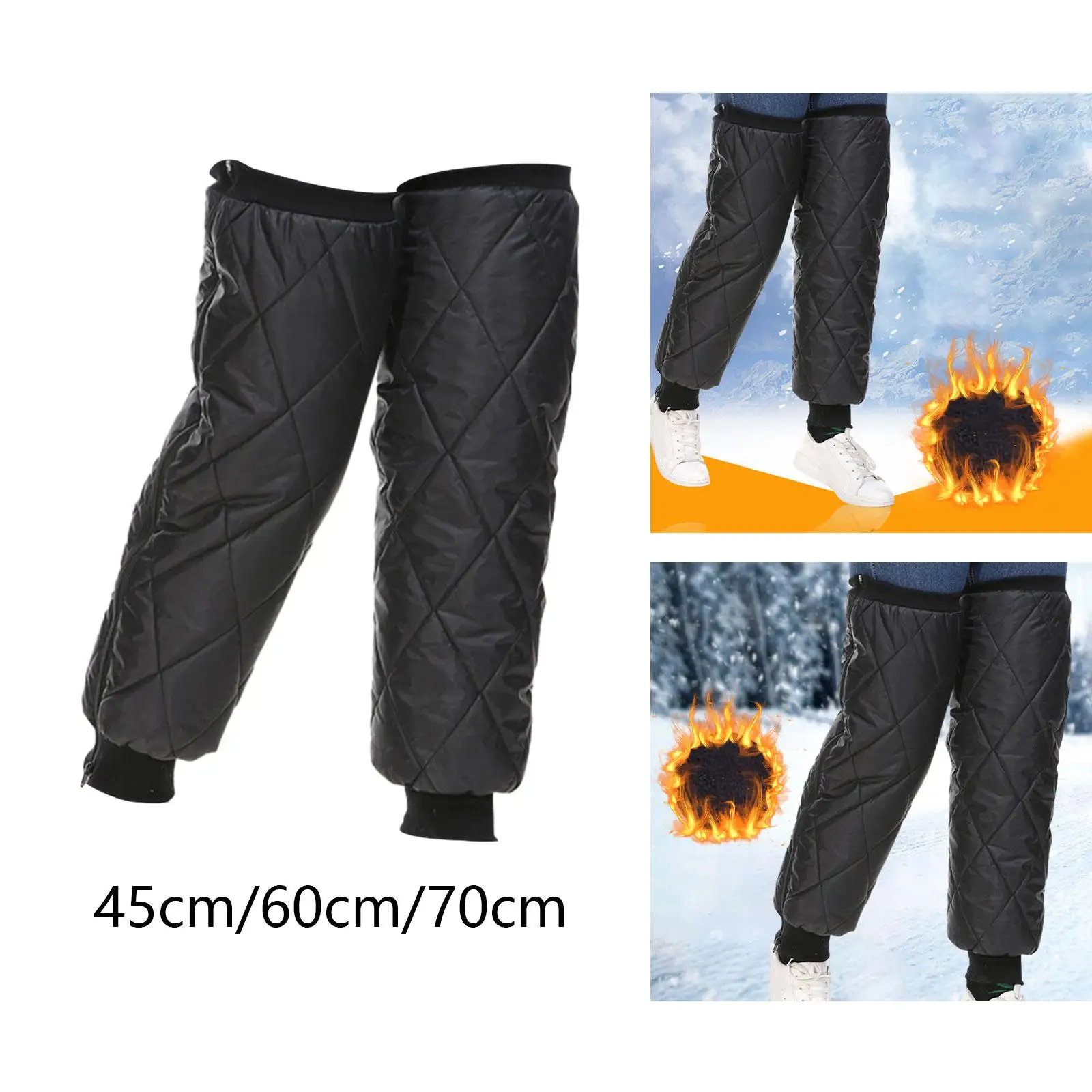 1 คู่ขาอุ่นขายาวแขนซิปเข่า Pads Windproof ขา Gaiter สําหรับจักรยานตกปลาขี่จักรยานฤดูหนาวเย็นสภาพอากาศ