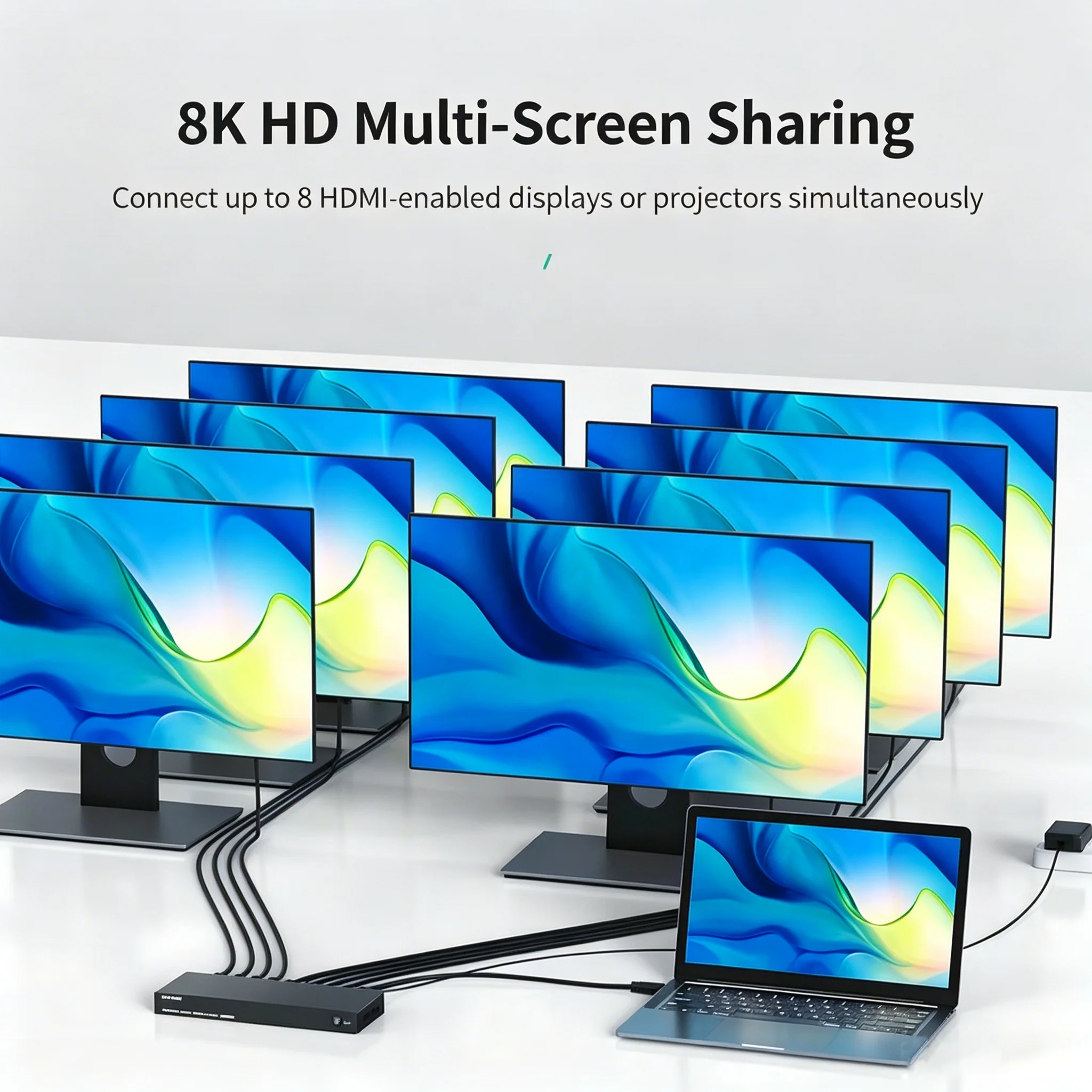 MT-VIKI 8 Ports HDMI-compatible Splitter HD Video Distributor 1x8 4K 3D 1 Input 8 Output  5V 1A Power Supply MT-SP108M