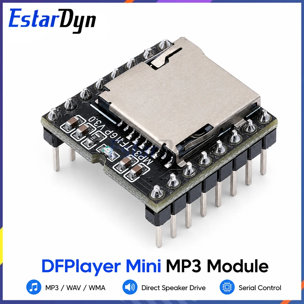 Estardyn DFPlayer Mini MP3 Player Module V3.0 TF Card Serial MP3 Audio Voice Board for DIY Sound Player Projects