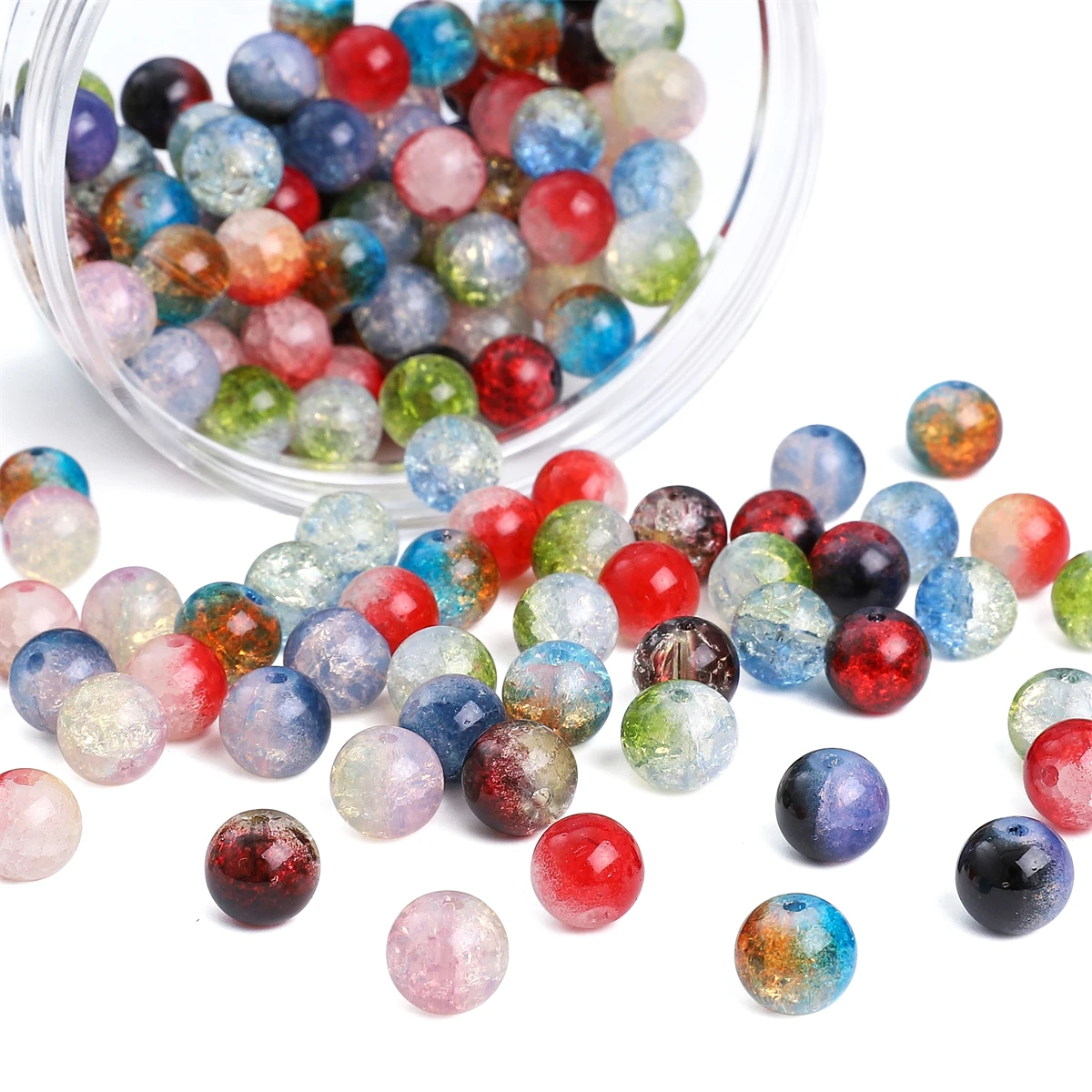 Glass Protein Floral Double-Piece Round Beads For DIY Jewelry Making Bracelet Accessories 10mm Aperture 1.5mm 20pcs