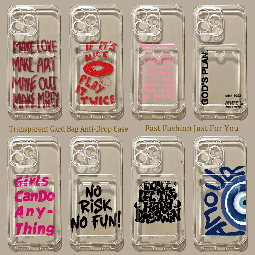 HOT Fashion English LetterS Card Hold Phone Case For Samsung Galaxy S26 S25 S24 S23 S22 S21 S20 FE Edge Plus Ultra M53 M54 5G
