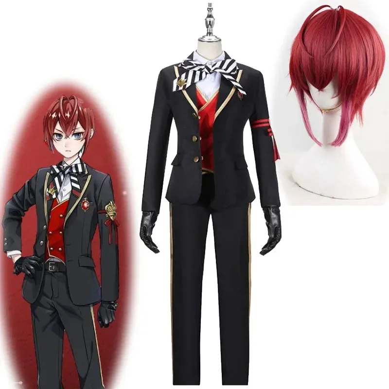 

Anime Riddle Rosehearts Cosplay Costume Adult Wig Headwear Twisted-Wonderland Heartslabyul School Uniform Suits