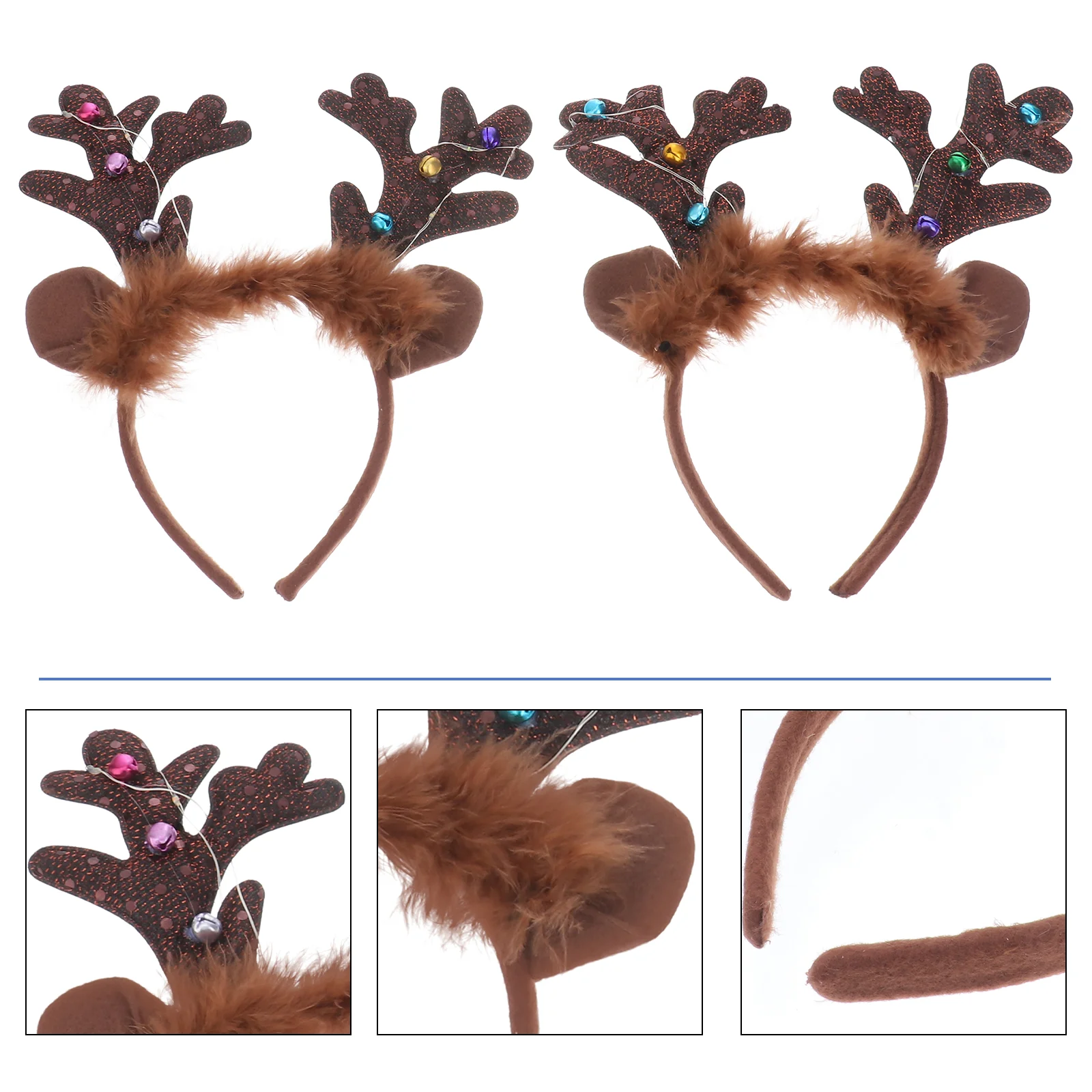 2 Pcs Pet Antler Headband Kitten Xmas Hairband Christmas Hoops Headwear Non-woven Fabric Cat Luminous Headpiece