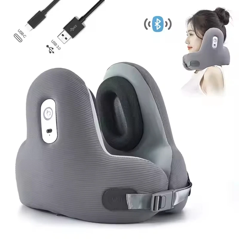 Memory Foam Travel Neck Pillow with Noise Reduction - U-Shaped Bluetooth Music Pillow for Ultimate Comfort on the Go travel