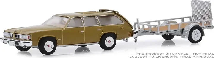 1:64 1977 Pontiac LeMans Safari & Utility Trailer Diecast Metal Alloy Model Car Toys For Gift Collection