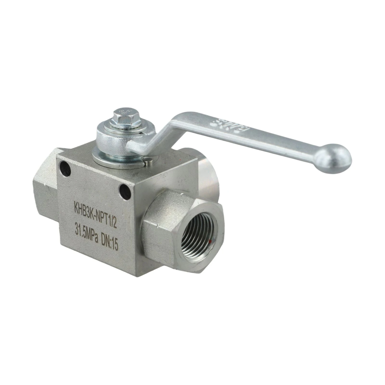 Manual Hydraulic Ball Valve 3 Way Shut Off Valve NPT12 Carbon Steel for Oil Gas Water Systems Pressure Rated 5800 to 7250 PSI