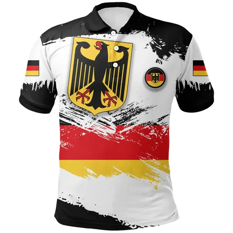 3d Print Germany Flag Polo Shirt For Men National Emblem Pattern T-shirt Tops Summer Casual Street Lapel Short Sleeve Shirts