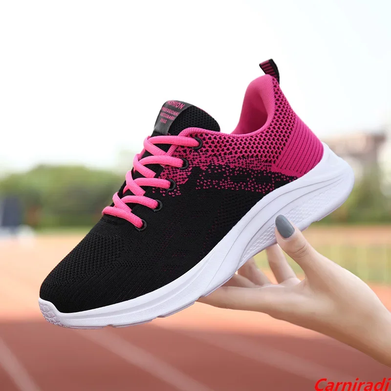 Lightweight Flying Weave Breathable Running Shoes Women Outdoor Sport Baskets Casual Sneakers Ladies Non-slip Flat Jogging Shoes