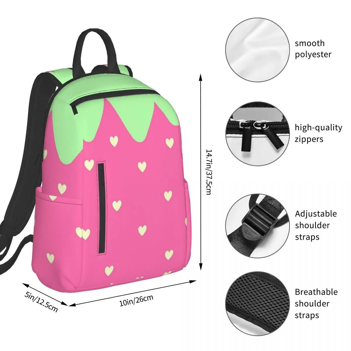 Strawberry Design Backpack Student BookBag Kids School Bag Computer Shoulder Bags Boys Girls
