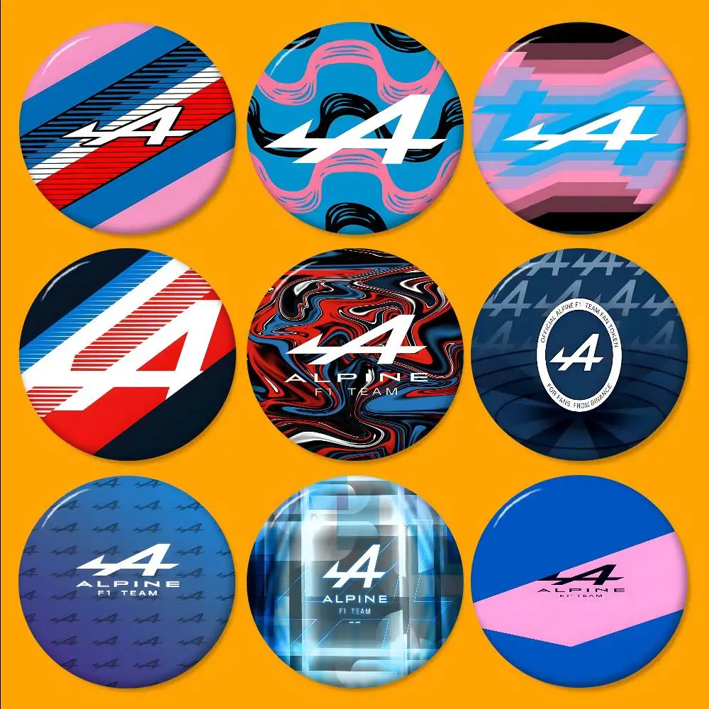 Alpine Logo Creative Pins Funny Faces Round Snap-in Brooch Badge Backpack Hat Accessories Jewelry Gifts