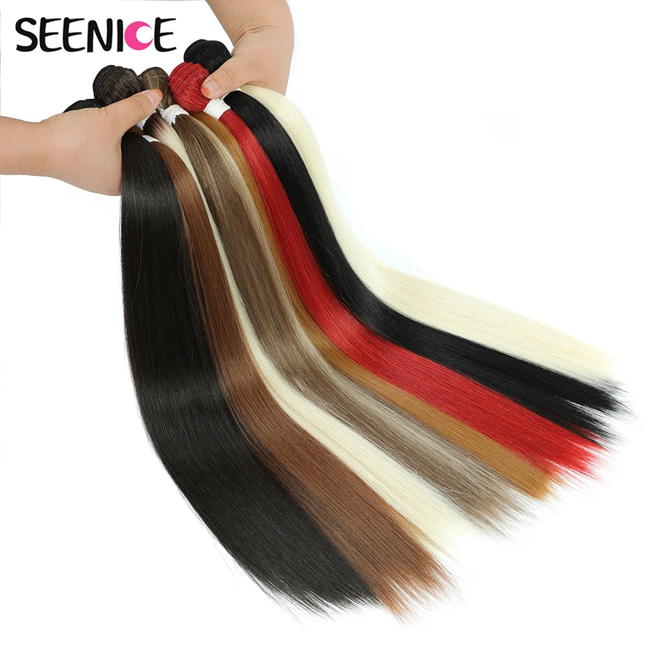 

40Inch Super Long Bone Straight Hair Bundles Natural Yaki Straight Hair Extension Fake Fibers Full to End Synthetic Hair Weaving
