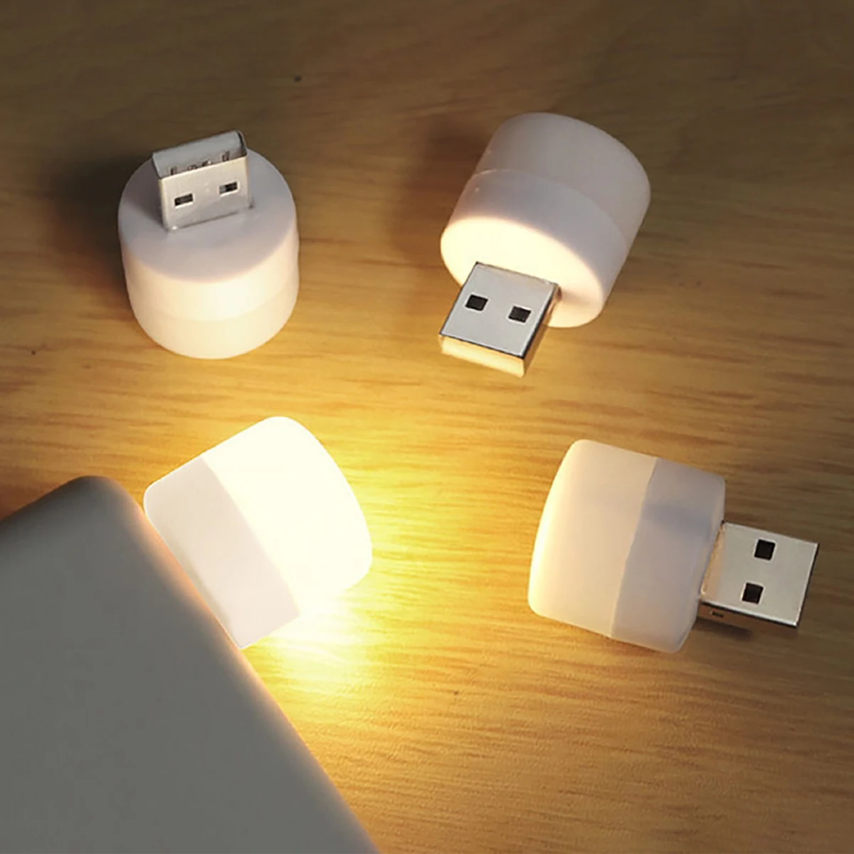 4Pcs Mini USB Night Light, Small Plug-In Led Ambient Light, USB Plug-In Night Light, Indoor Decorative Ambient Light, Suitable for Home, Living Room, Bedroom Light, Eye Protection Night Light, Bedside Lamp