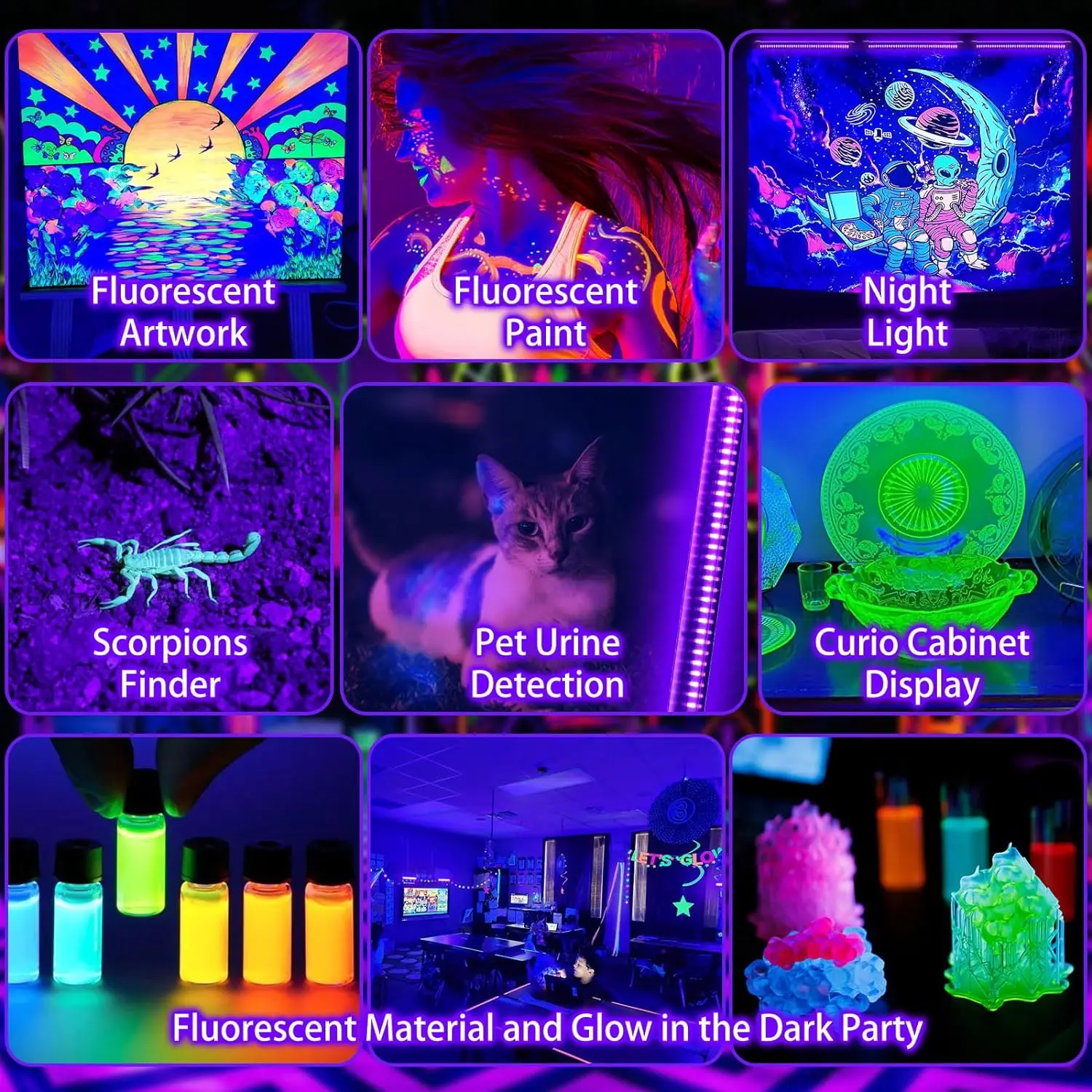 Black light Bar 10W, with 3 lighting modes, USB LED magnetic black light tube for Halloween fluorescent tapestry posters