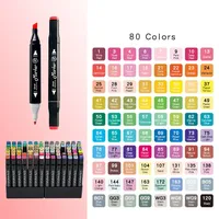 80-color Anime Color Black Square Rod Double-headed Marker Pen Bag Portable Alcohol Oil-based Painting Pen Art Stationery