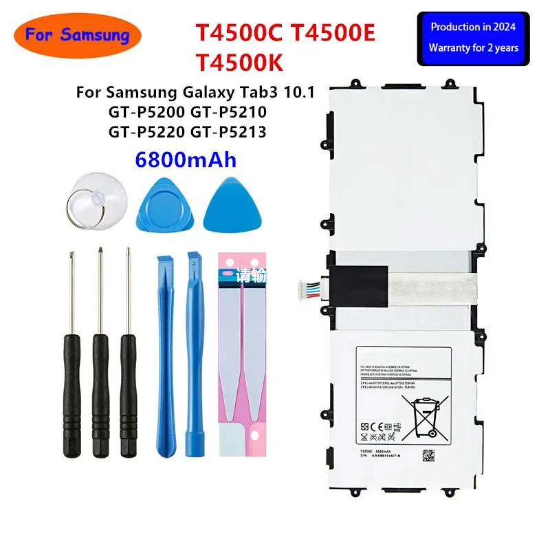 Brand New Tablet T4500C T4500E T4500K Battery 6800mAh For Samsung Galaxy Tab3  P5200 P5210 P5220 P5213 Batteries +Tools