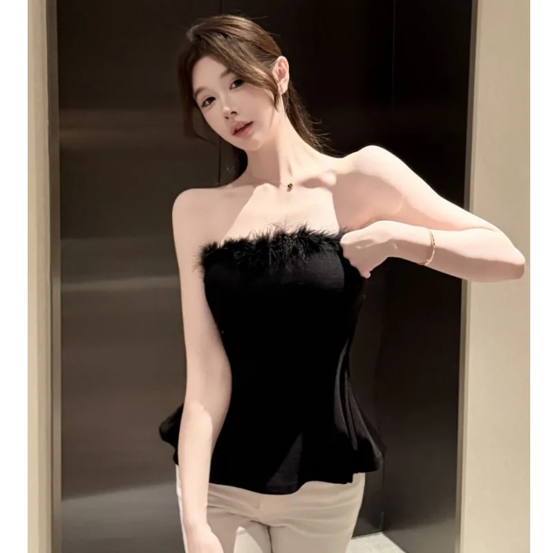 oulder Bared فروي المرقعة صديرية دائرية سترة المرأة سليم صالح القطن محبوك مثير Sle الخريف الشتاء وصول جديد مع وسادة الصدر #2