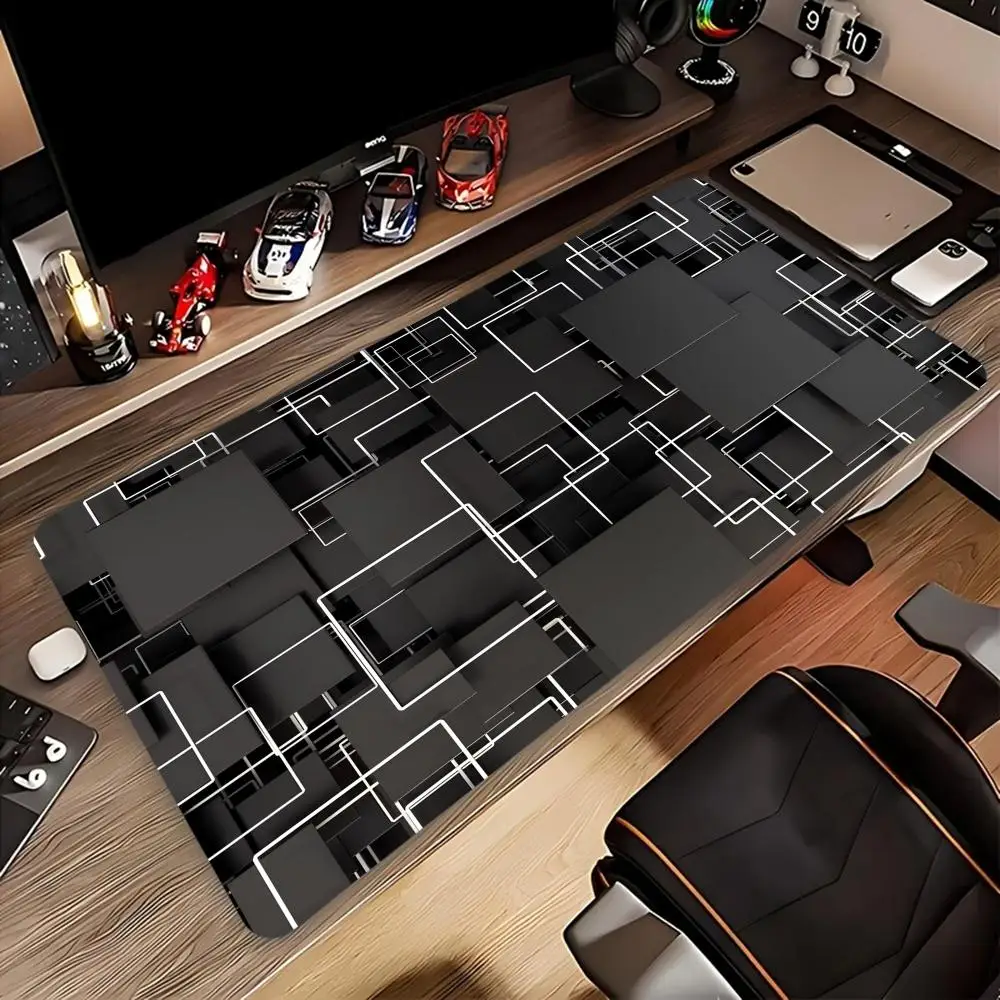 Tapete de mouse grande para jogos XXL, mouse pad com tema de design de layout abstrato, tapete de mesa de borracha para laptop, adequado para escritório e uso doméstico