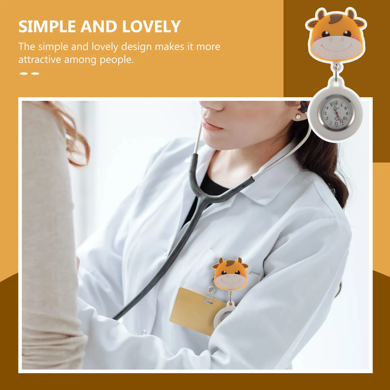 Orologio da tasca per infermiera Orologi piccoli in metallo al quarzo Ciondolo da appendere per cartoni animati Regali per donne Accessori pratici e leggeri per infermiere